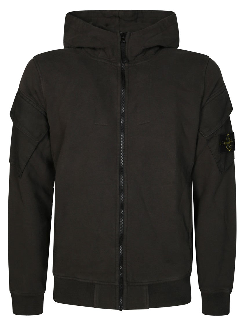 Stone Island Hooded Zip-Up Sweatshirt With Flap Pockets
