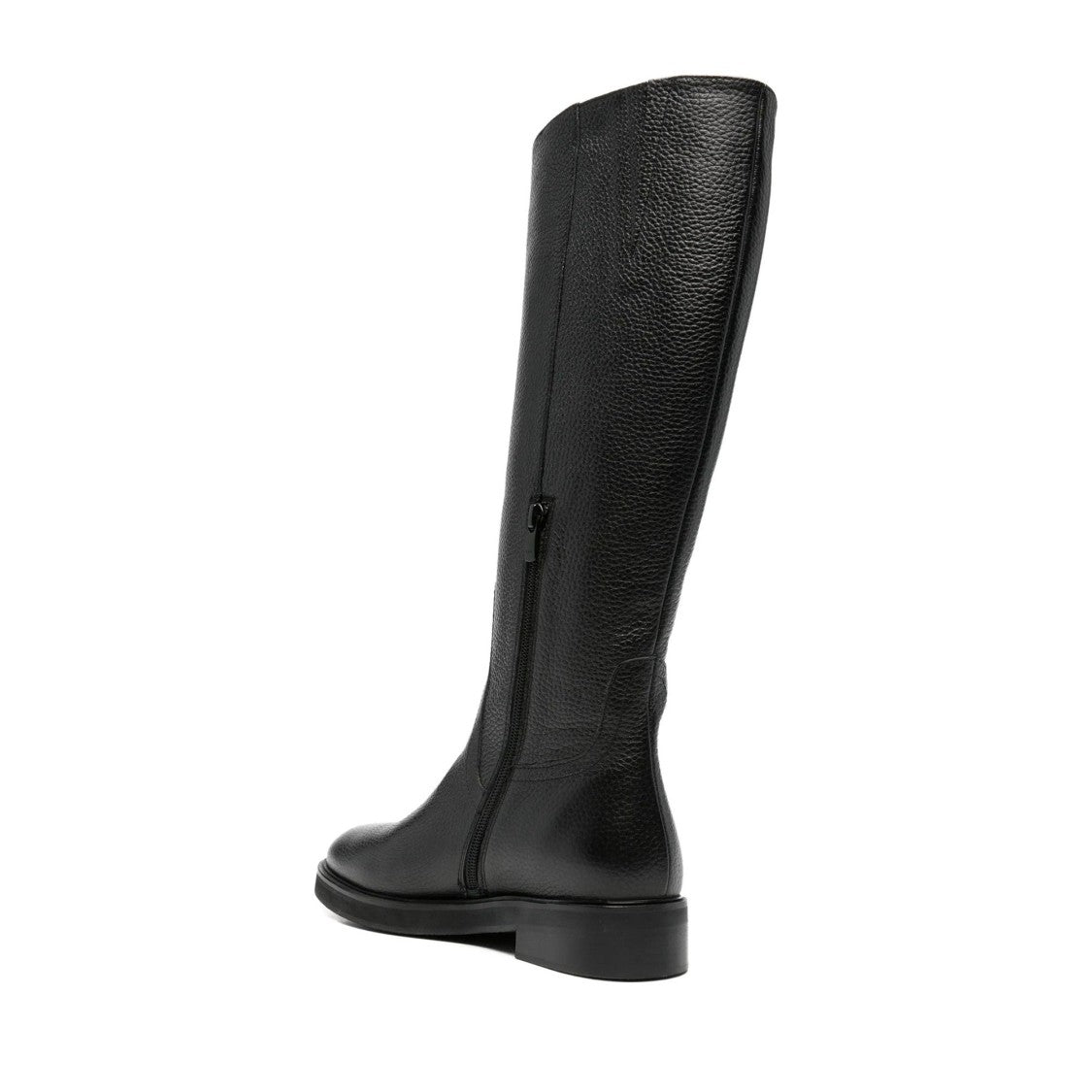 Adrianna Feretti Black Textured Side Zipper Leather Boots