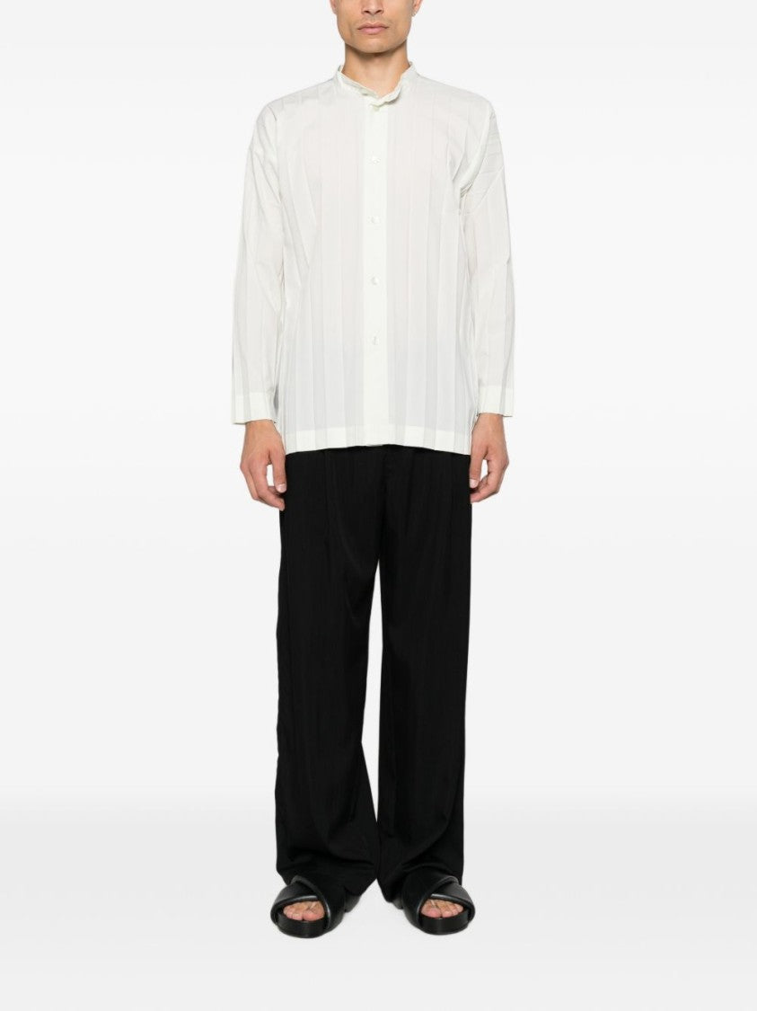 Homme Plissé Issey Miyake White Relaxed Fit Striped Shirt