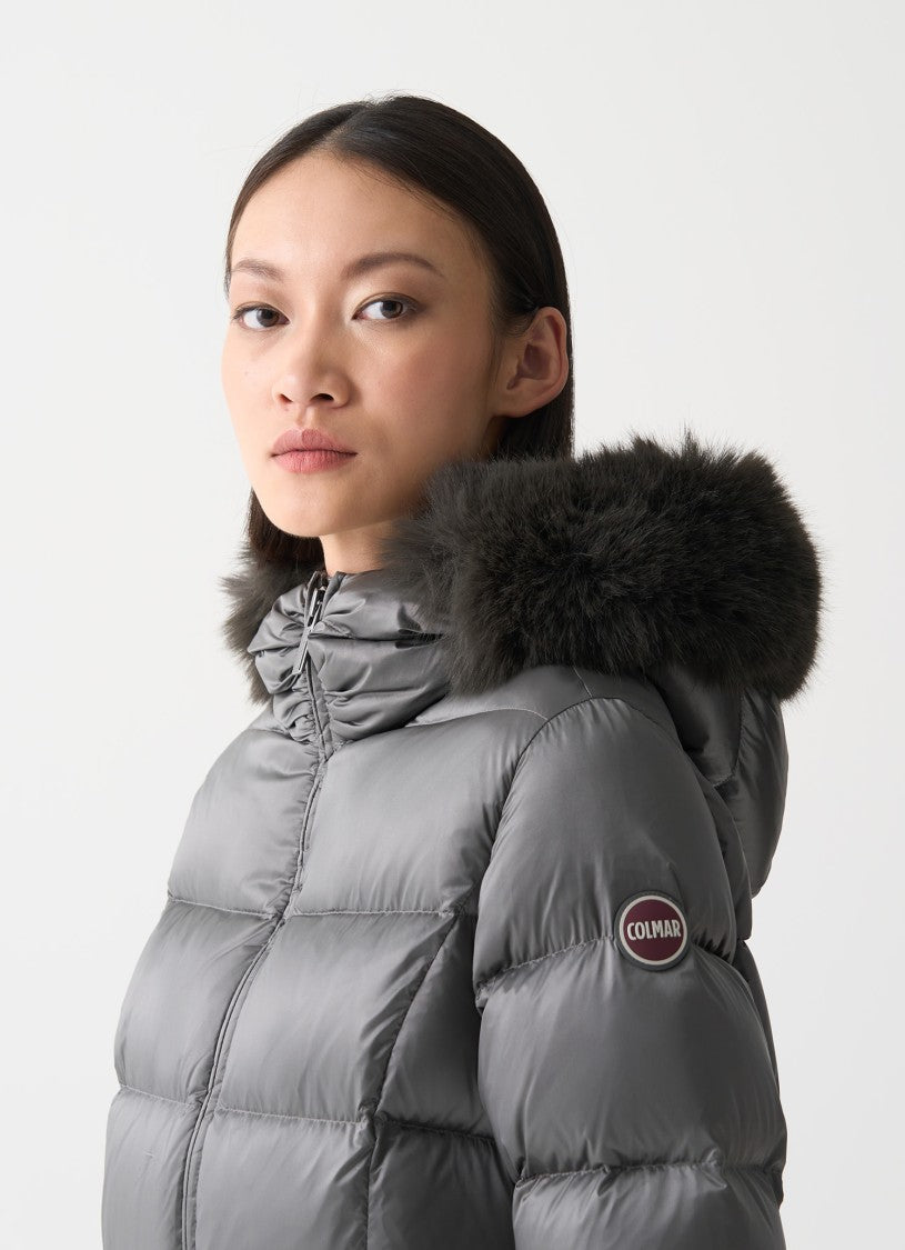 Colmar Originals Long Puffer Jacket With Faux Fur Hood