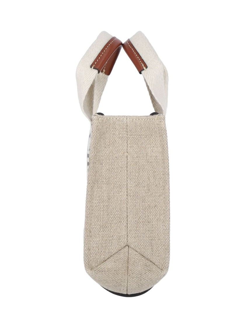 Chloé Beige Woody Mini Linen Tote Bag