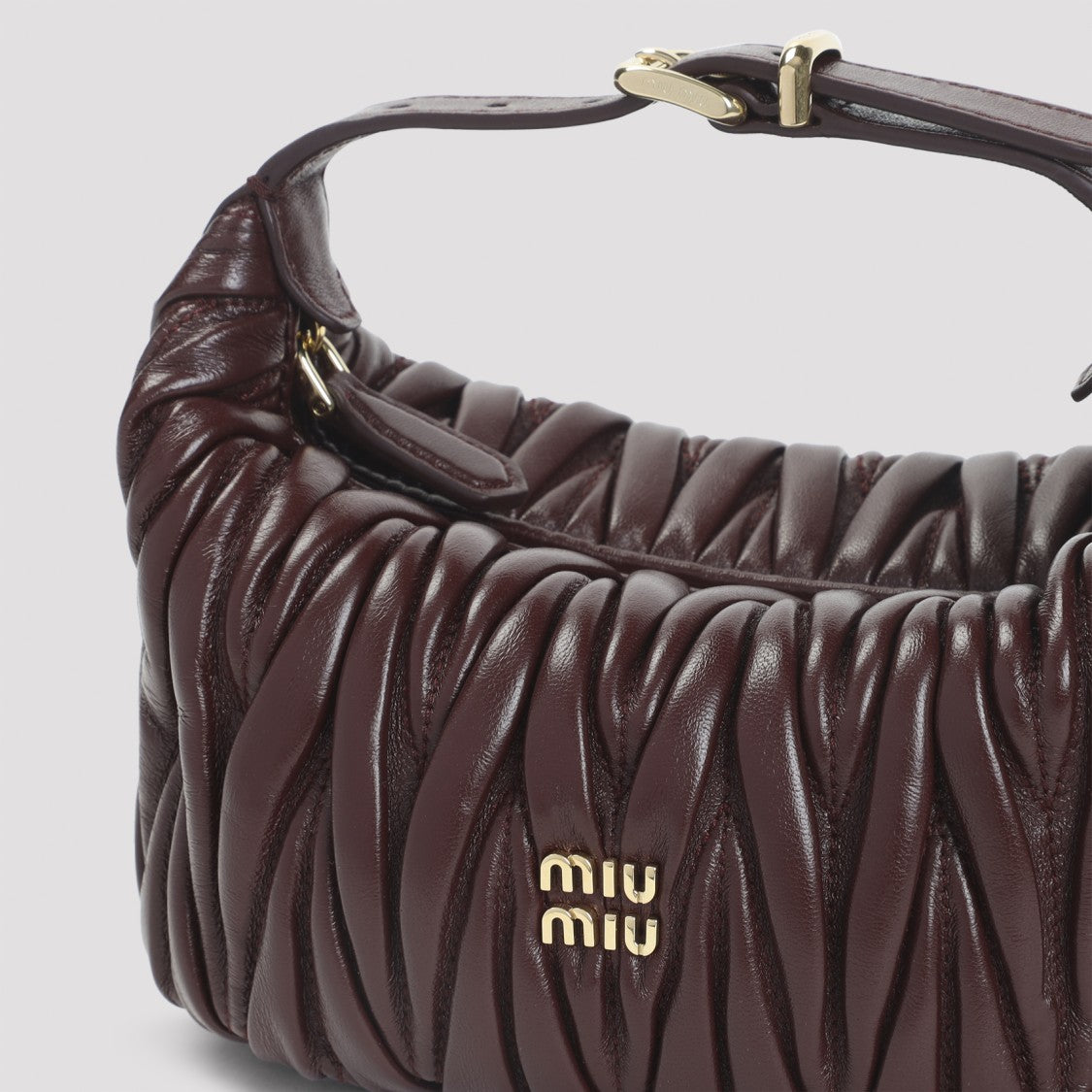 Miu Miu Burgundy Matelassé Lamb Leather Clutch