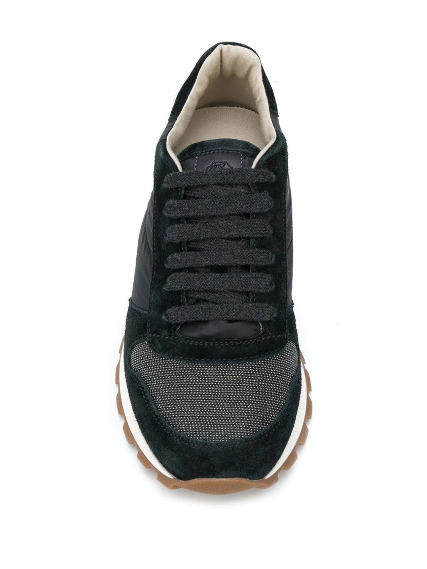 Brunello Cucinelli Suede And Leather Sneakers With Cushioned Sole