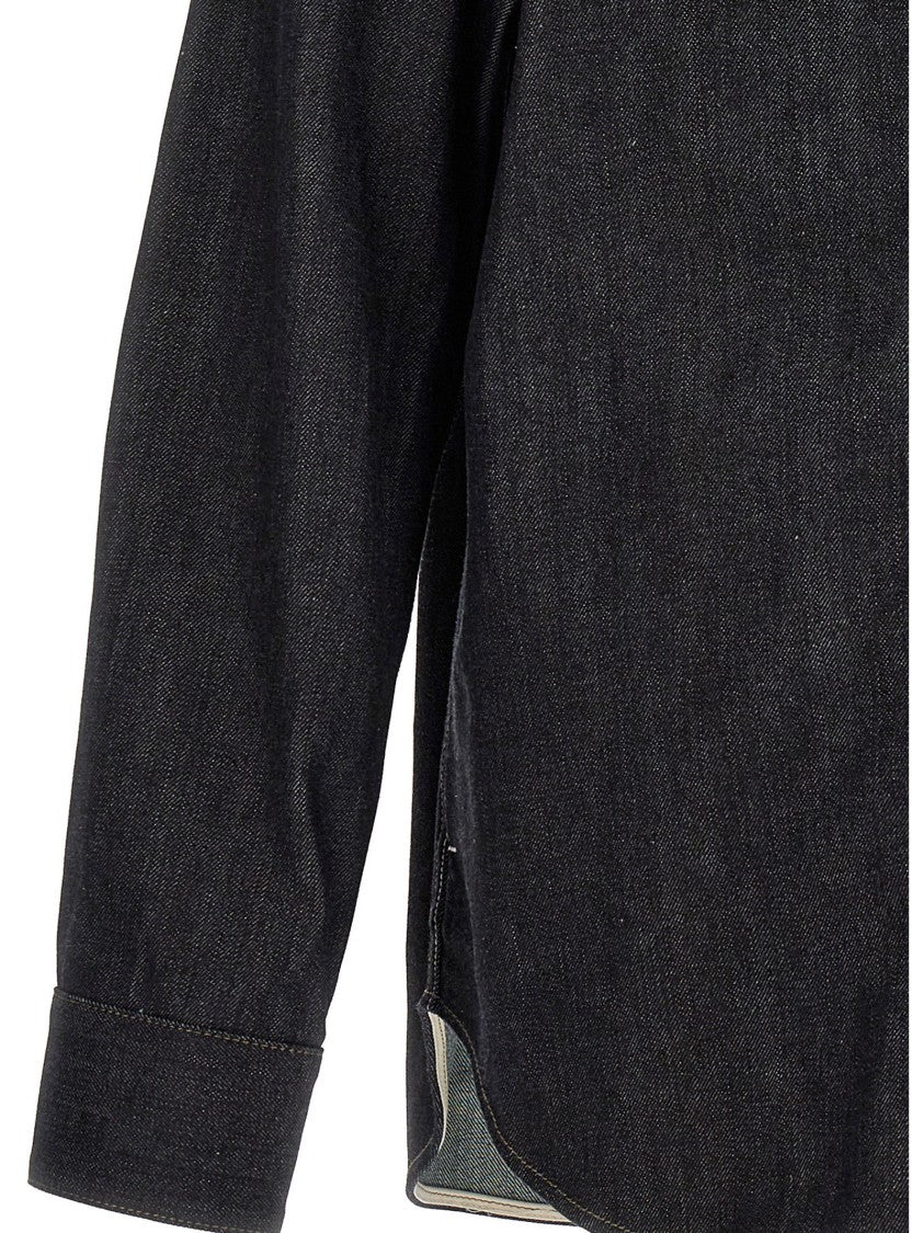 Jil Sander Black Denim Overshirt With Structured Collar