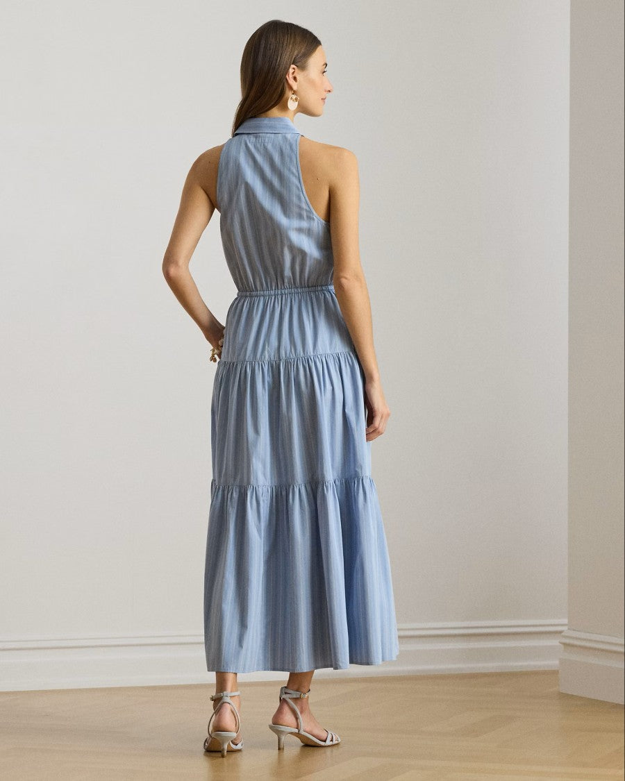 Lauren Ralph Lauren Light Blue Woven Broadcloth Midi Dress