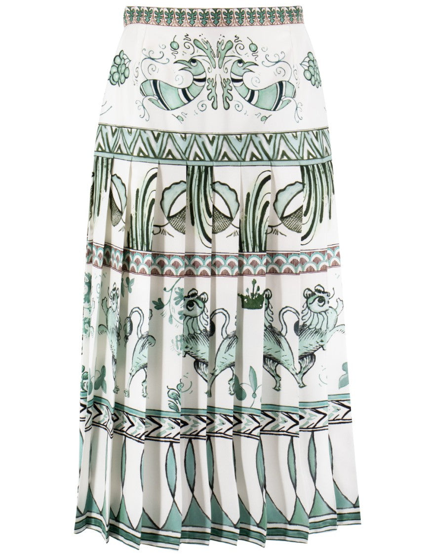 Fabiana Filippi Flared Picta-Print Silk Twill Skirt