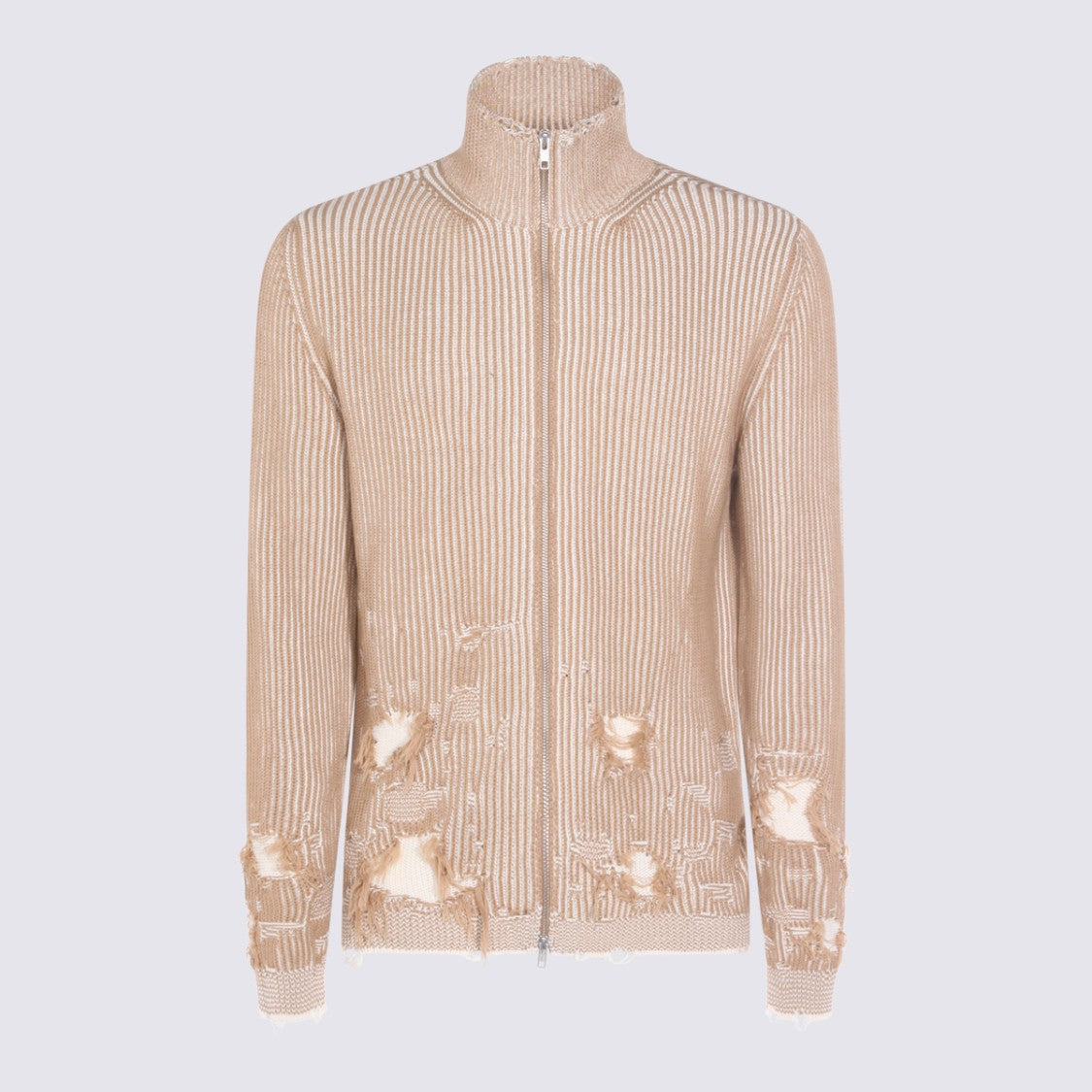 Mm6 By Maison Margiela Distressed High-Collar Knit Sweater