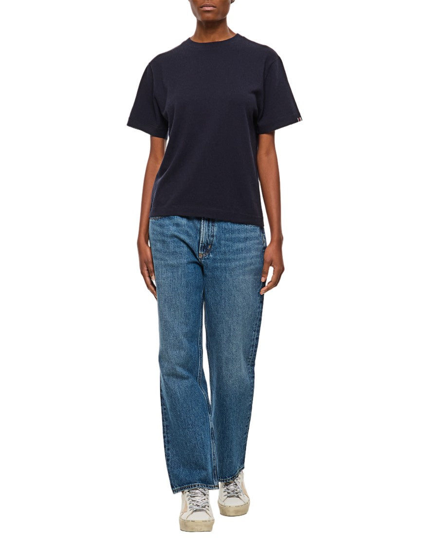Extreme Cashmere Cashmere Cotton Blend Crewneck T-Shirt With Multicolor Stripe Detail