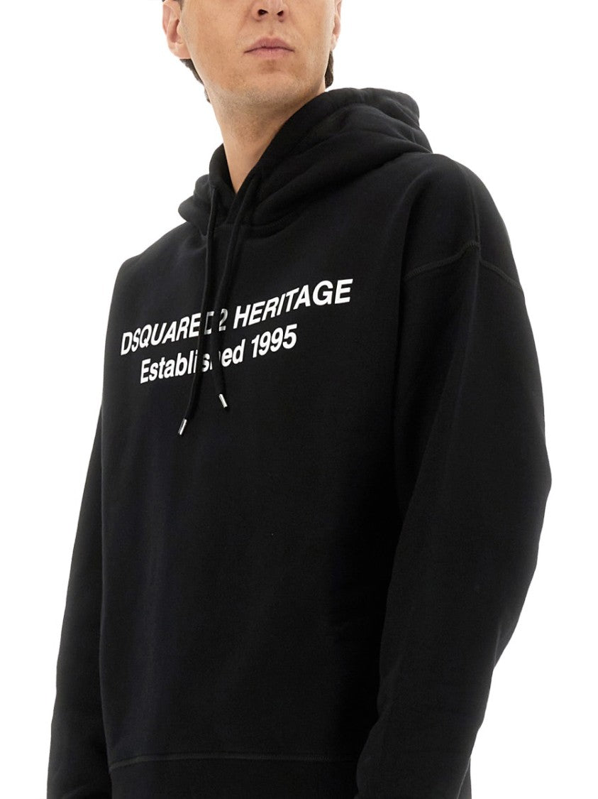 Dsquared2 Relaxed Fit Hooded Sweatshirt With Heritage Print