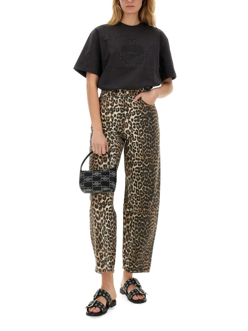 Ganni Leopard Print Denim "Stary" Jeans