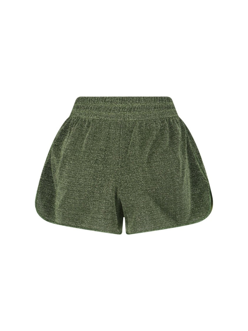 Oséree Green Lumière Semi-Transparent Metallic Shorts