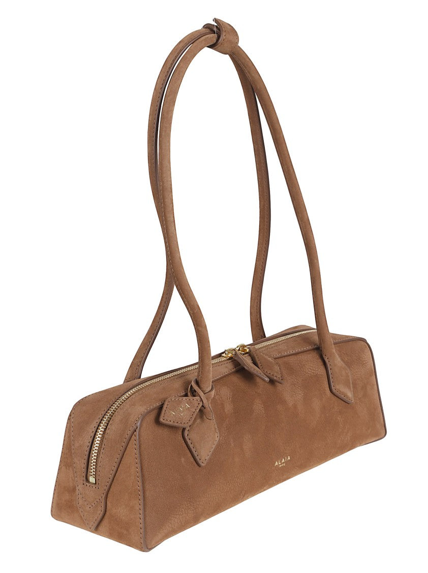 Alaïa Elongated Silhouette Nubuck Calf Leather Shoulder Bag
