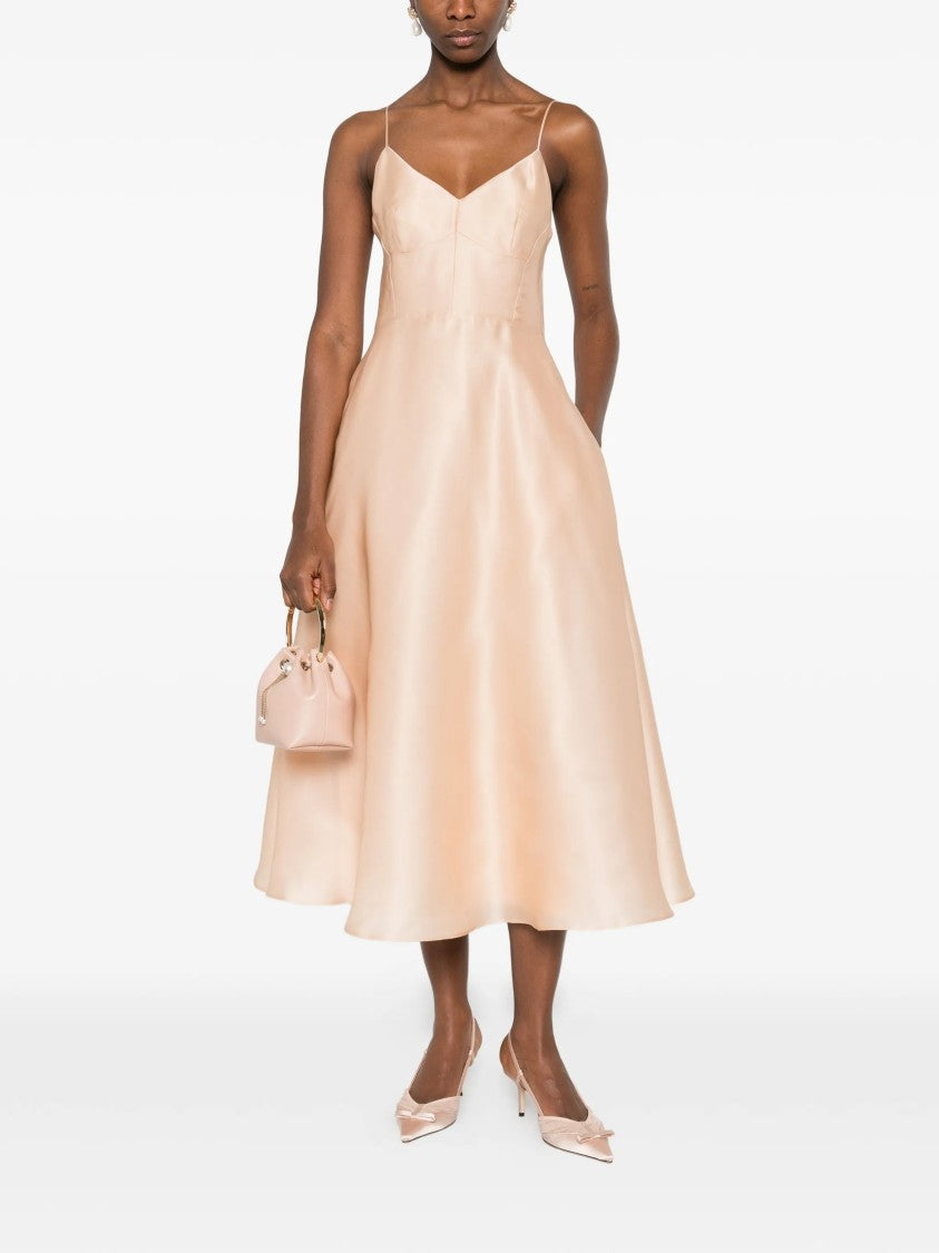 Alberta Ferretti Light Peach Abito Midi Silk Dress