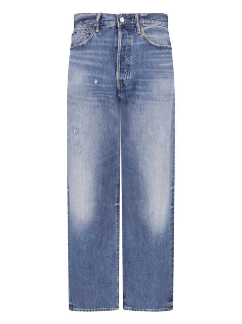 Polo Ralph Lauren Blue Distressed Straight-Leg Denim Jeans
