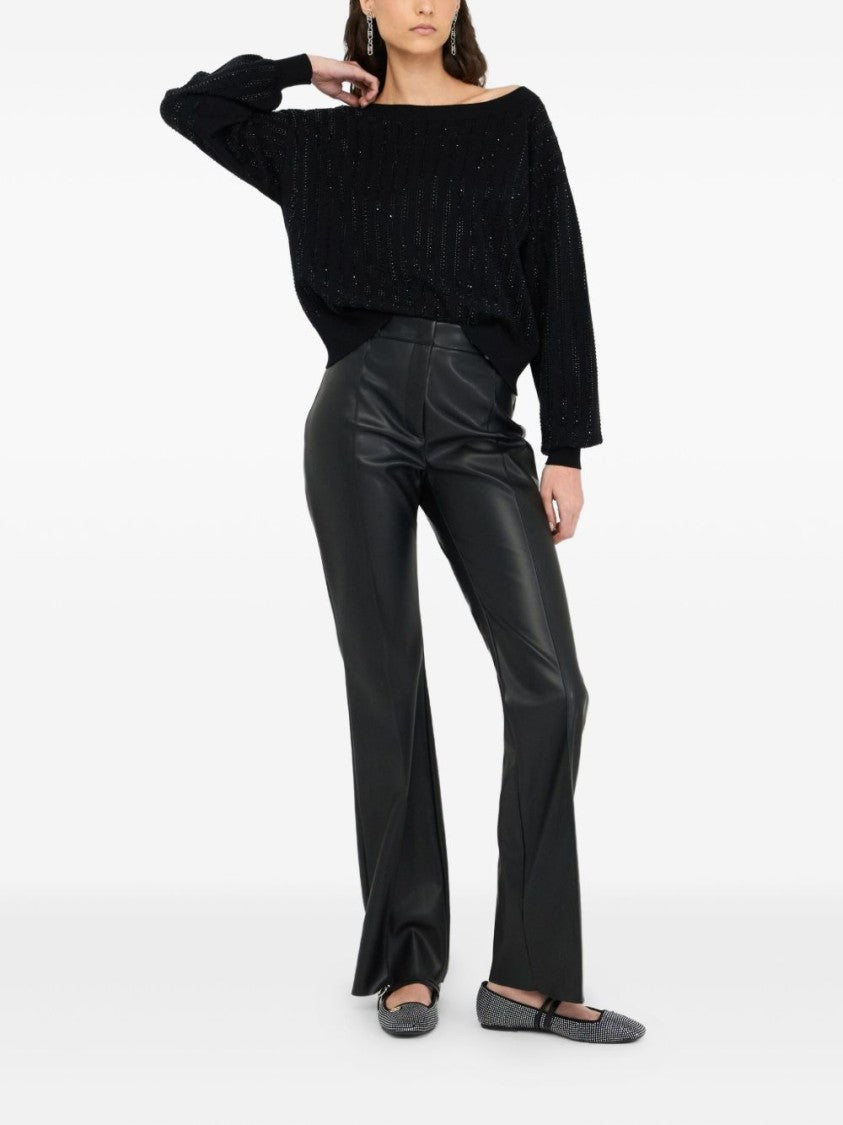 Liu Jo Cropped Sweater With Wide Neckline And Voluminous Sleeves