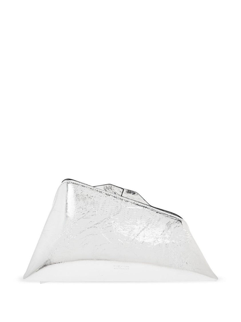 The Attico Metallic Silver Crinkled Leather Clutch