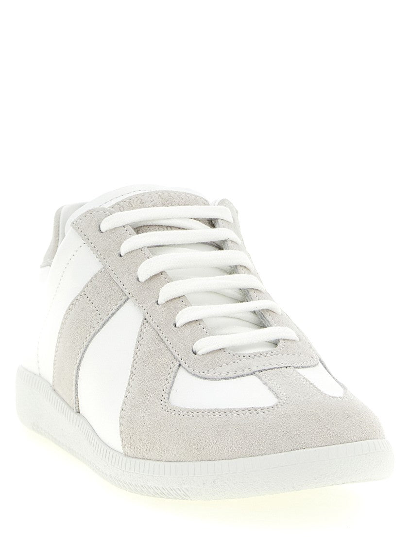 Maison Margiela Tone-On-Tone Nappa Leather And Suede Low-Top Sneakers