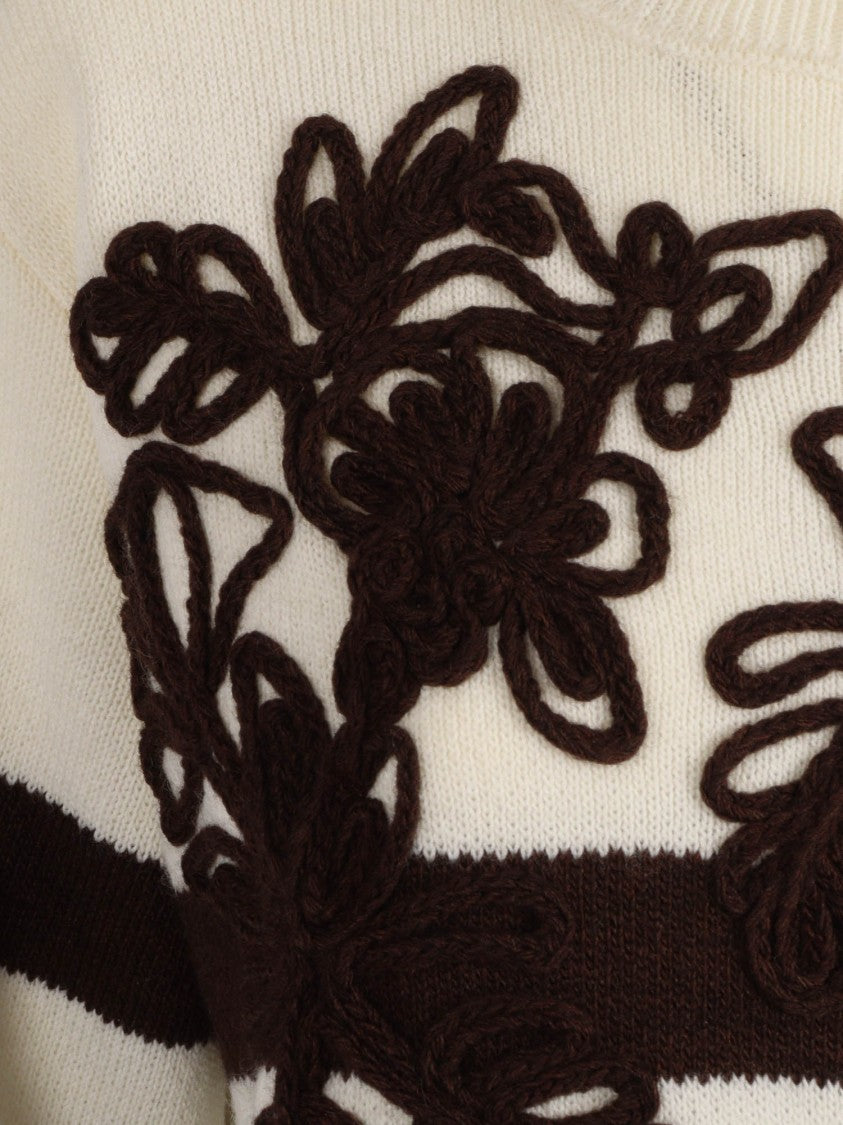 Ermanno Scervino High-Neck Knit Sweater With Decorative Application