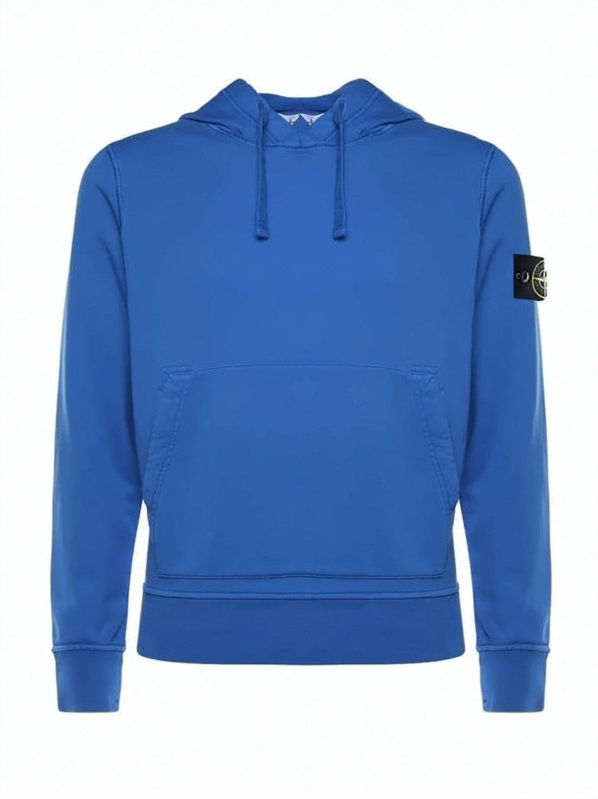 Stone Island Dynamic Blue Cotton Hoodie