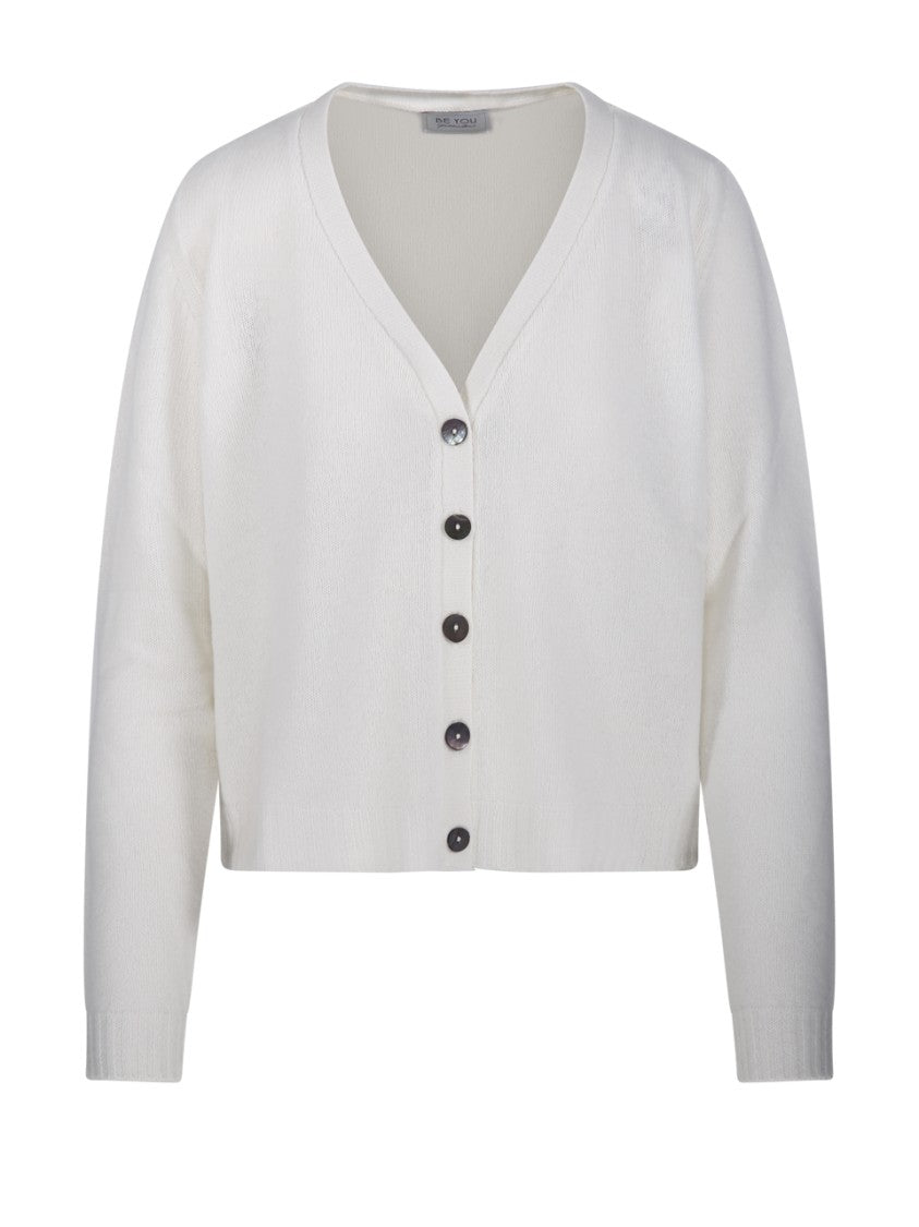 Be You V-Neck Cashmere Cardigan With Contrasting Buttons