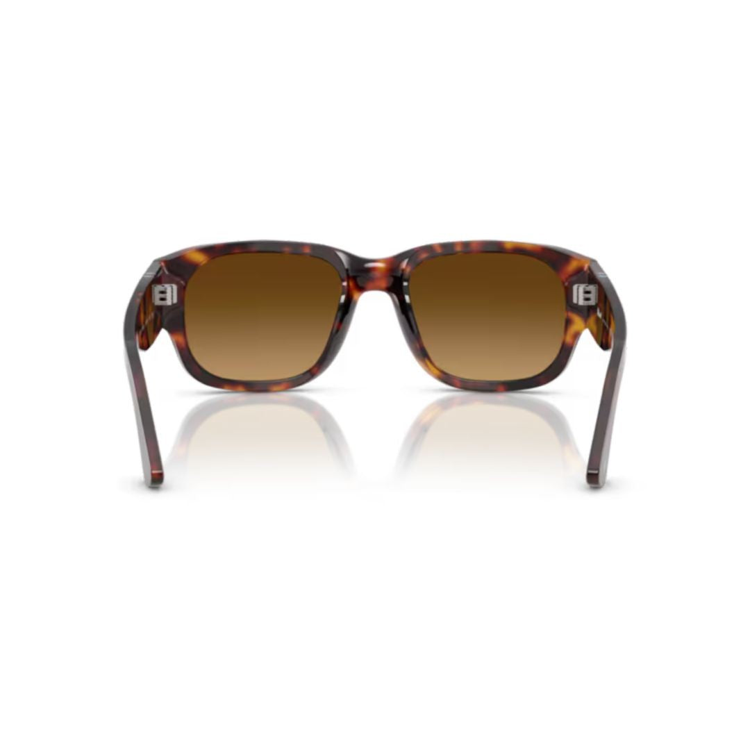 Persol 0Po3380s Rectangular Tortoiseshell Sunglasses With Silver Arrow Detail