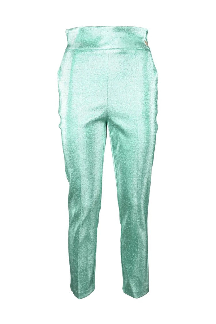 Elisabetta Franchi Metallic Trousers - Aqua Green