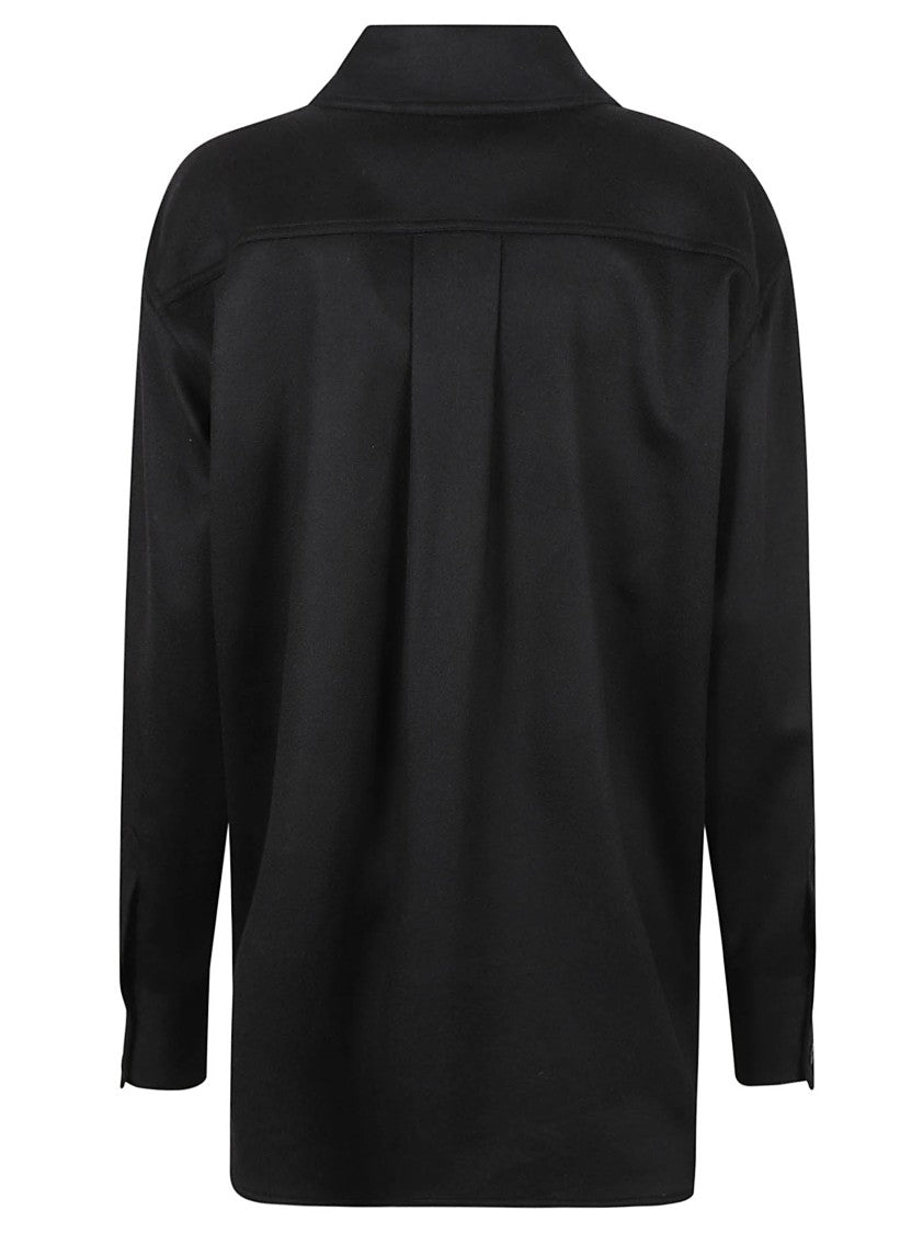 Saint Laurent Button-Up Black Cashmere Shirt With Chest Pockets