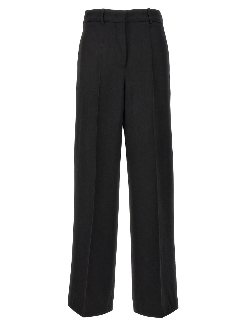 Jil Sander Wide Leg Black Trousers With Sharp Ironed Crease