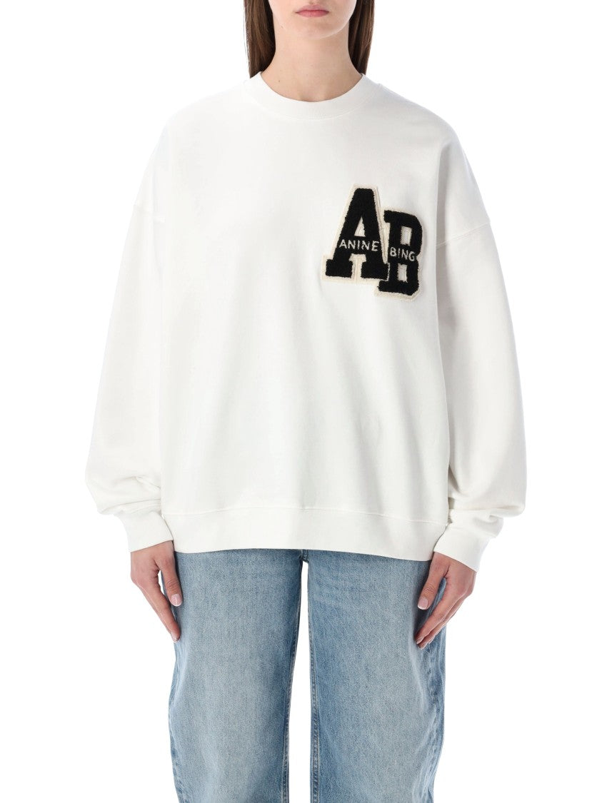Anine Bing Miles Oversized Letterman Off-White Sweatshirt