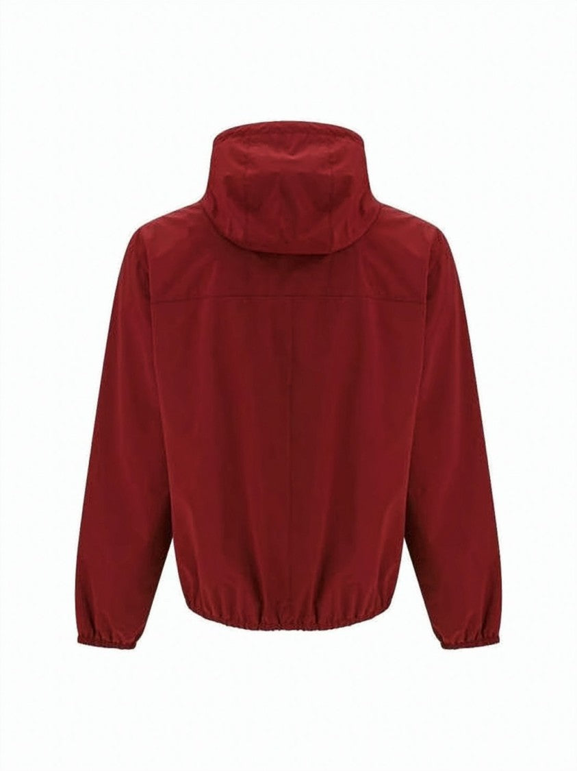 Brunello Cucinelli Deep Red Hooded Jacket With Adjustable Drawstrings And Emblem