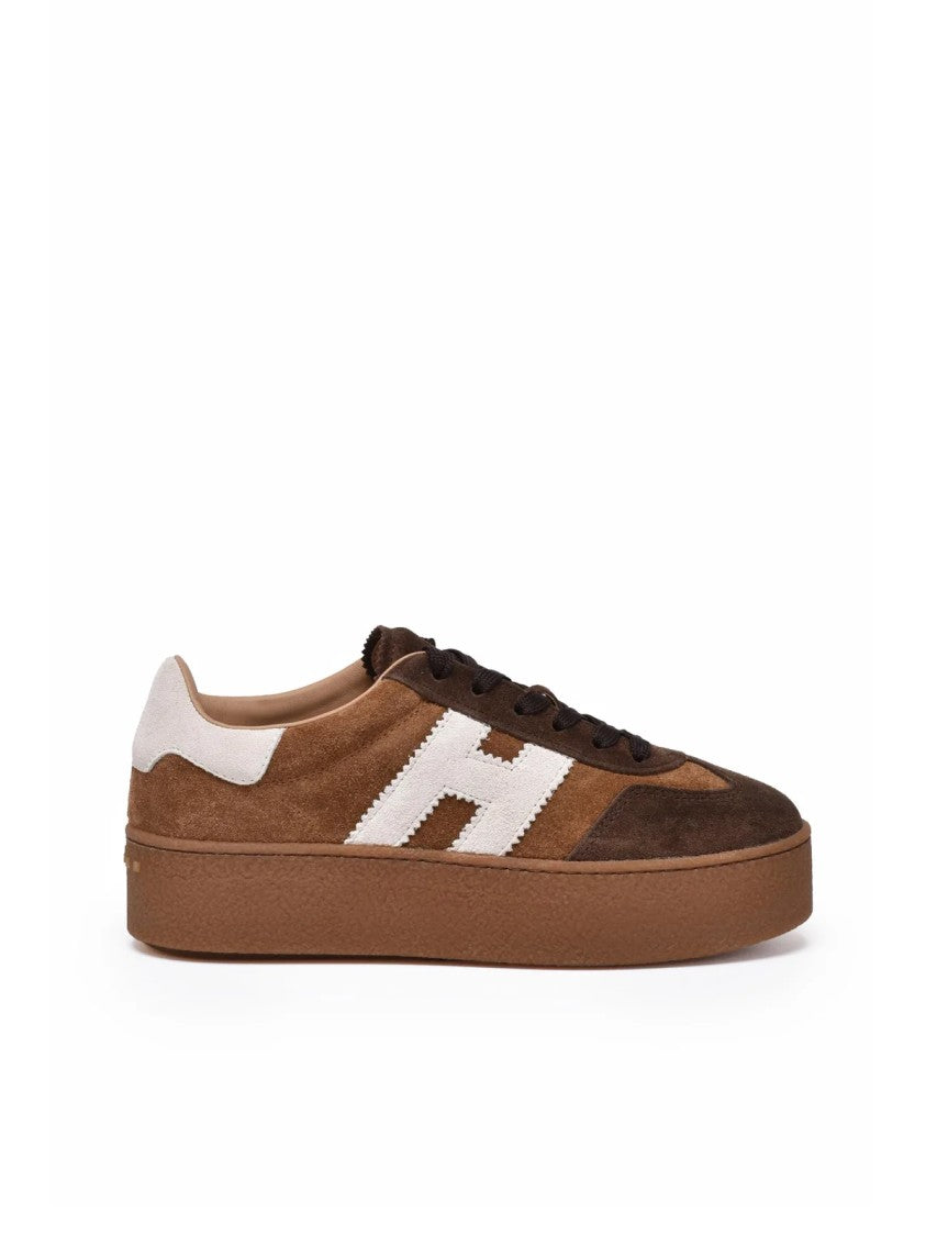 Hogan Brown Suede Wedge Sneakers
