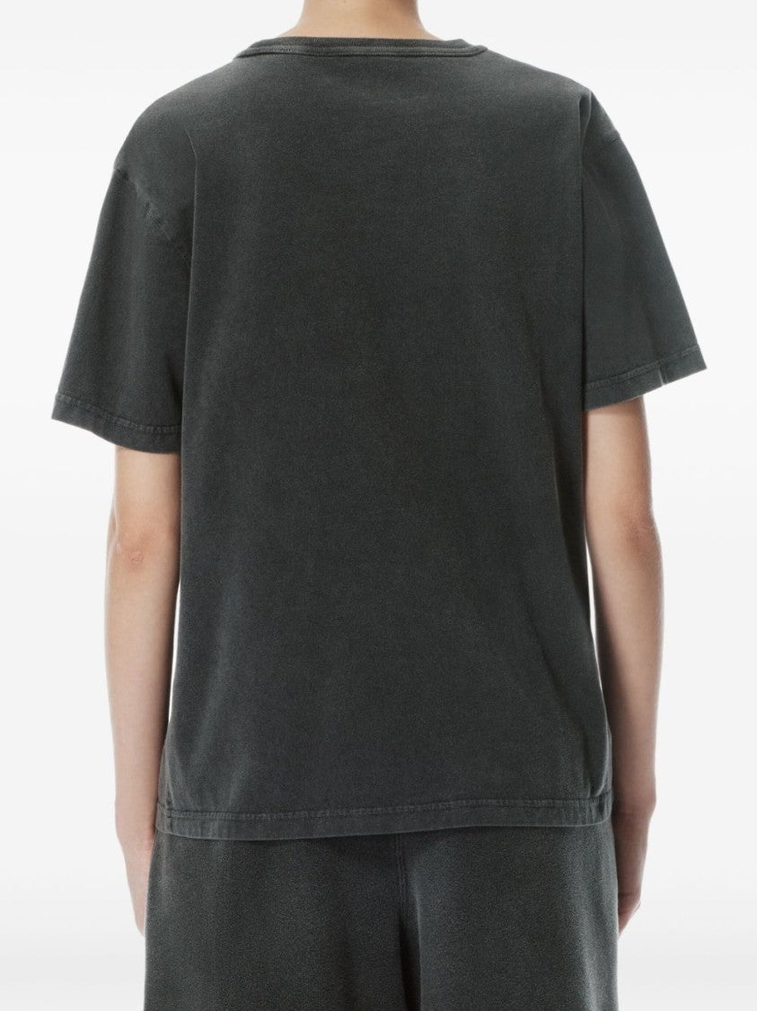 Alexander Wang Black Cotton T-Shirt With Contemporary Graphic Print