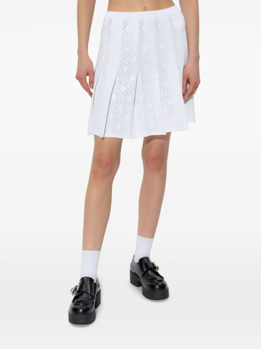 Givenchy Pleated Pointelle Knit Skirt With Ribbed Waistband