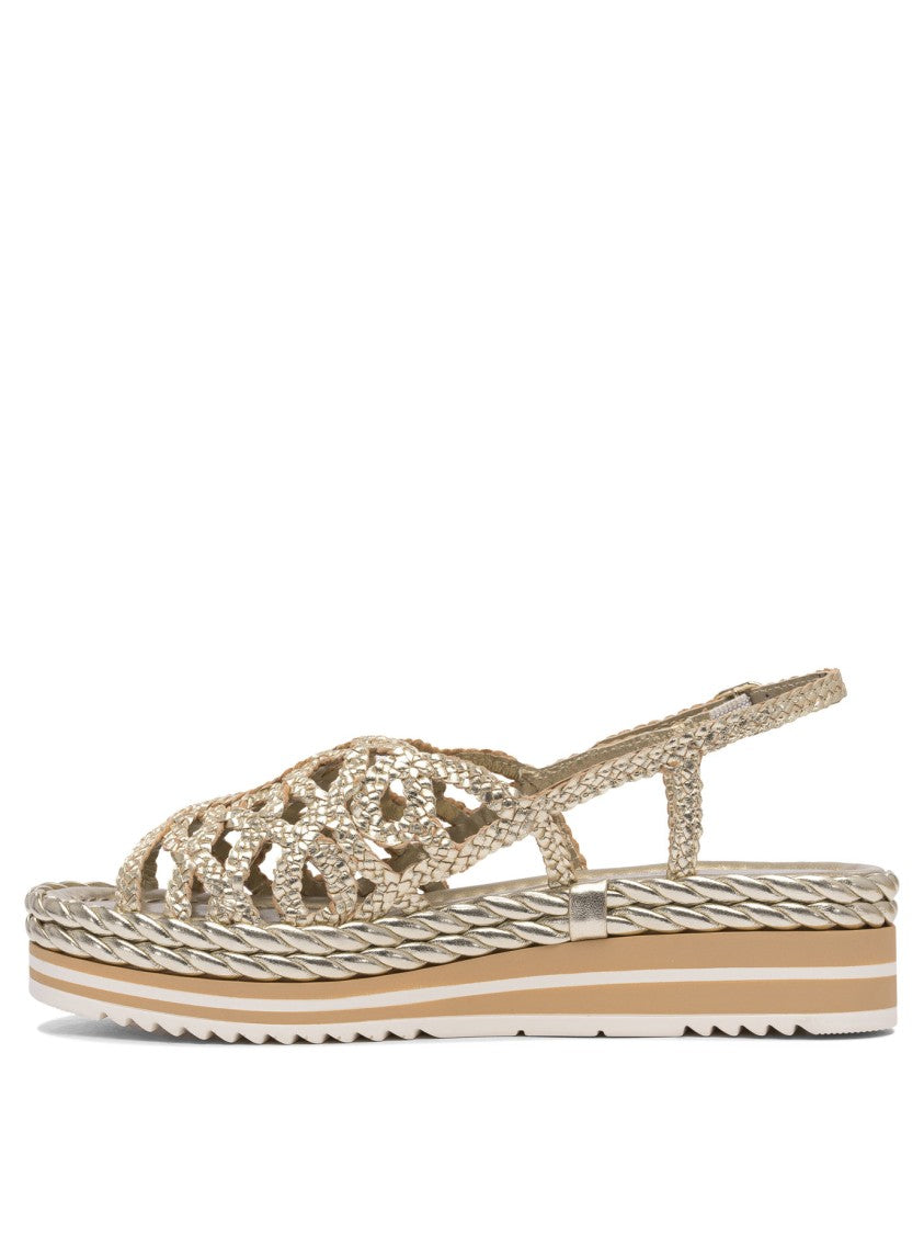 Pons Quintana Woven Leather Sandals With Platform Sole