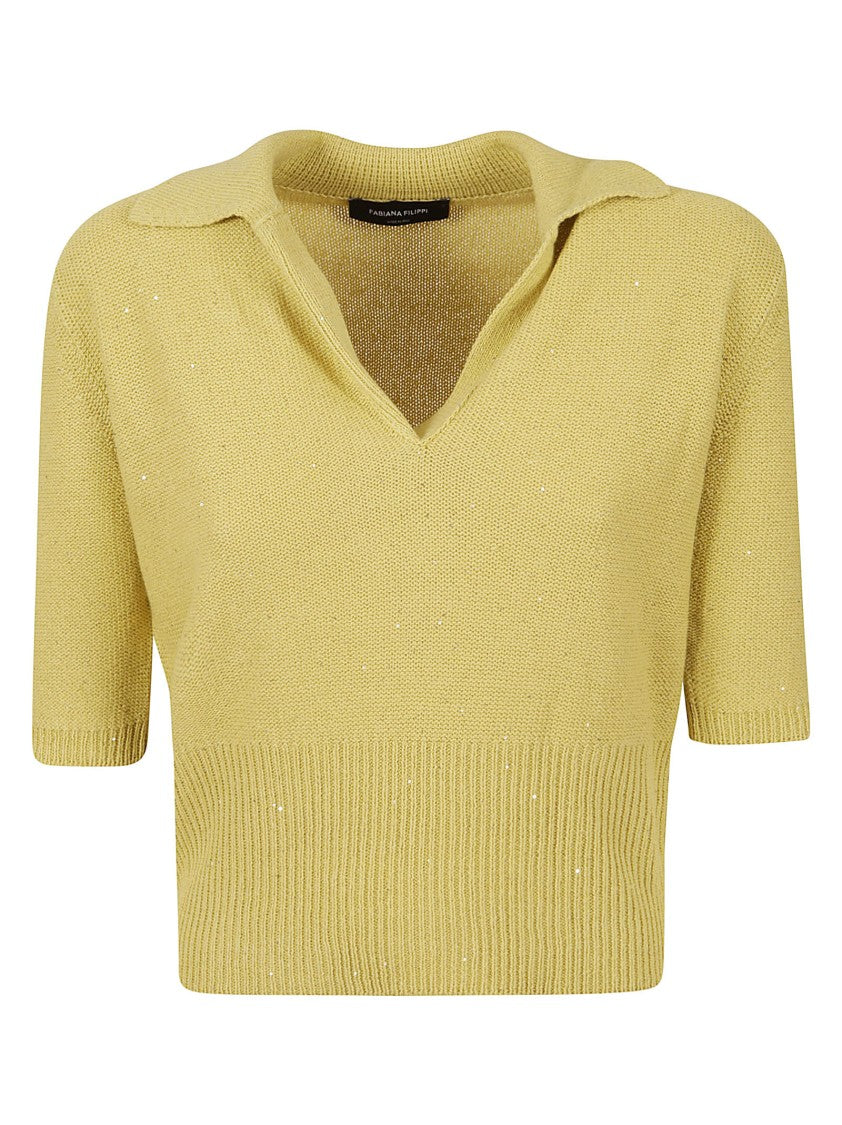 Fabiana Filippi V-Neck Textured Knit Top