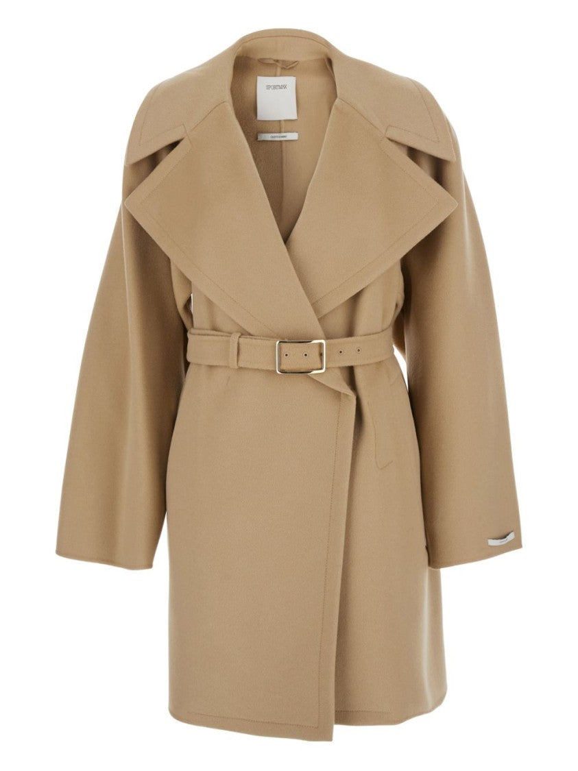 Sportmax Belted Short Coat With Wide Lapel