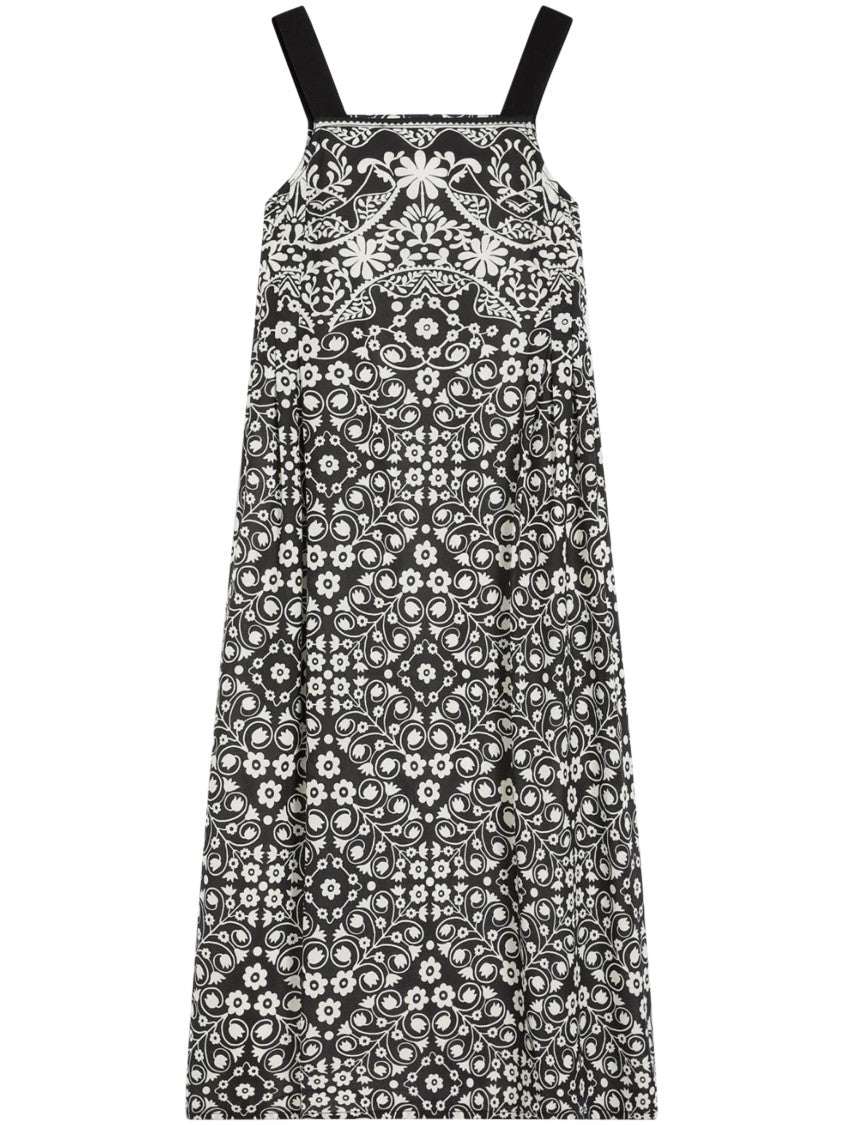 Max Mara Maxi Dress With Intricate Floral And Geometric Pattern