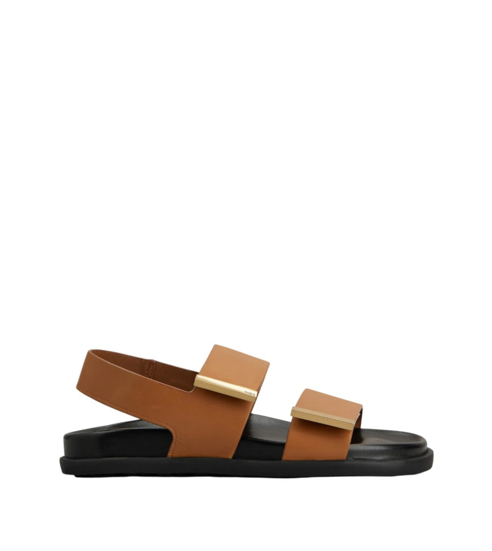 Tod's Tan Sandals With Gold-Tone Accents