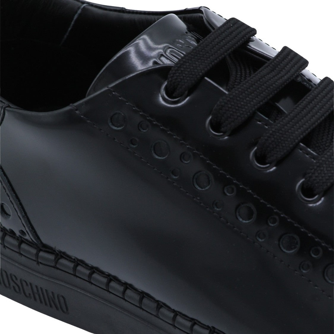 Moschino Glossy Black Low-Top Sneakers