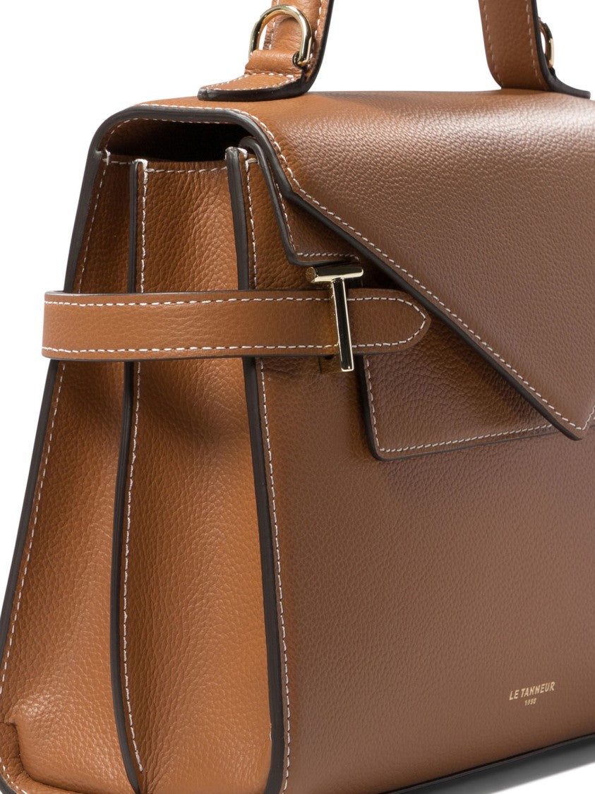 Le Tanneur Compact Structured Handbag With Triangular Flap