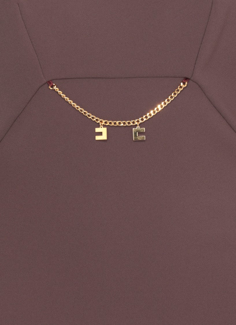 Elisabetta Franchi Bordeaux Crepe Mini Dress