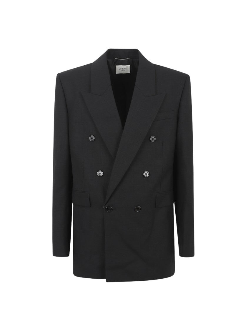 Saint Laurent Double Breasted Tailored Jacket With Classic Lapel