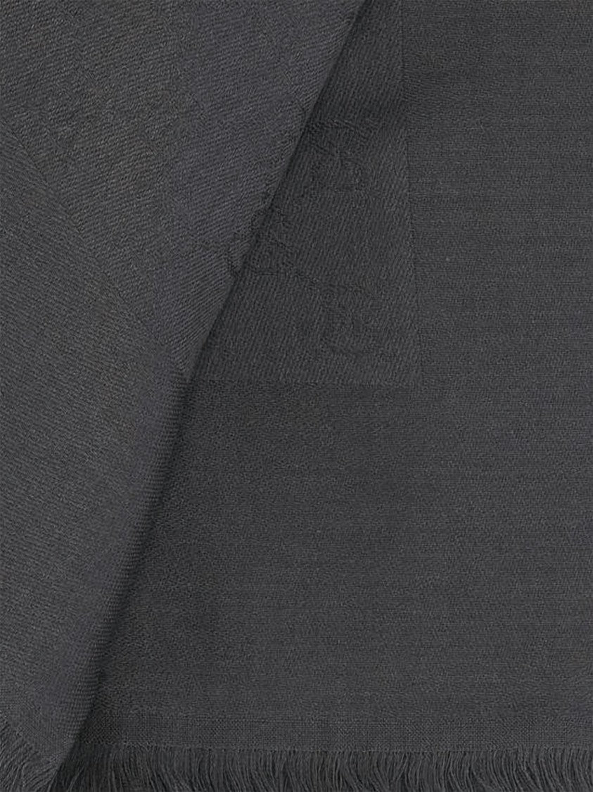 Gucci Jacquard Wool And Silk Blend Shawl With Fringed Edges