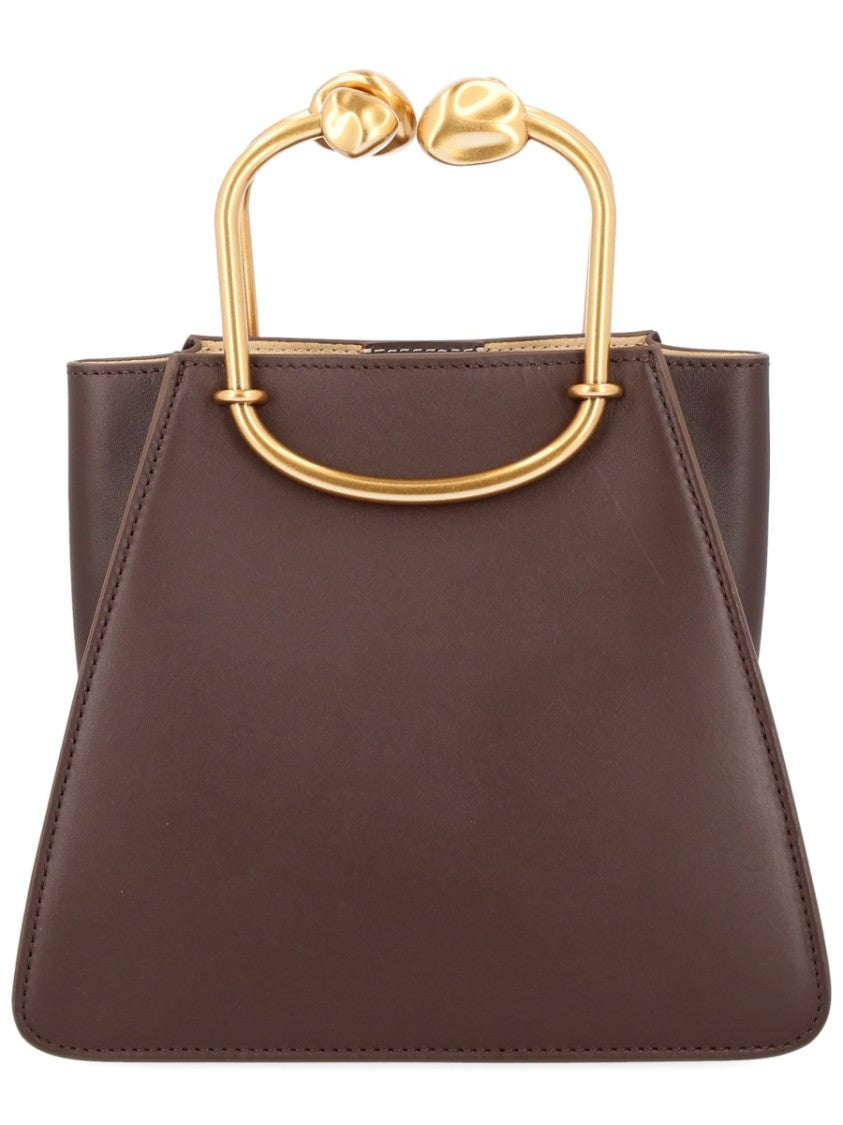 Cult Gaia Brown Maxine Structured Leather Handbag