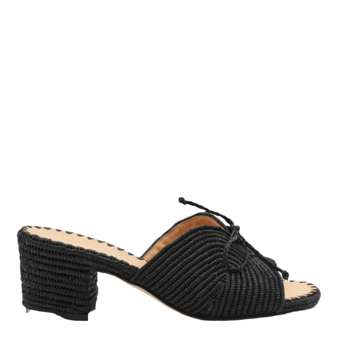 Odissi Woven Black Sandals With Braided Upper
