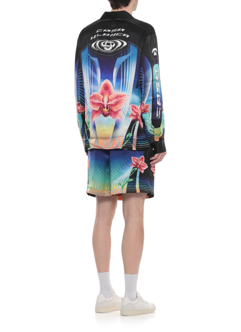 Casablanca Black Orchid Racer Silk Shirt