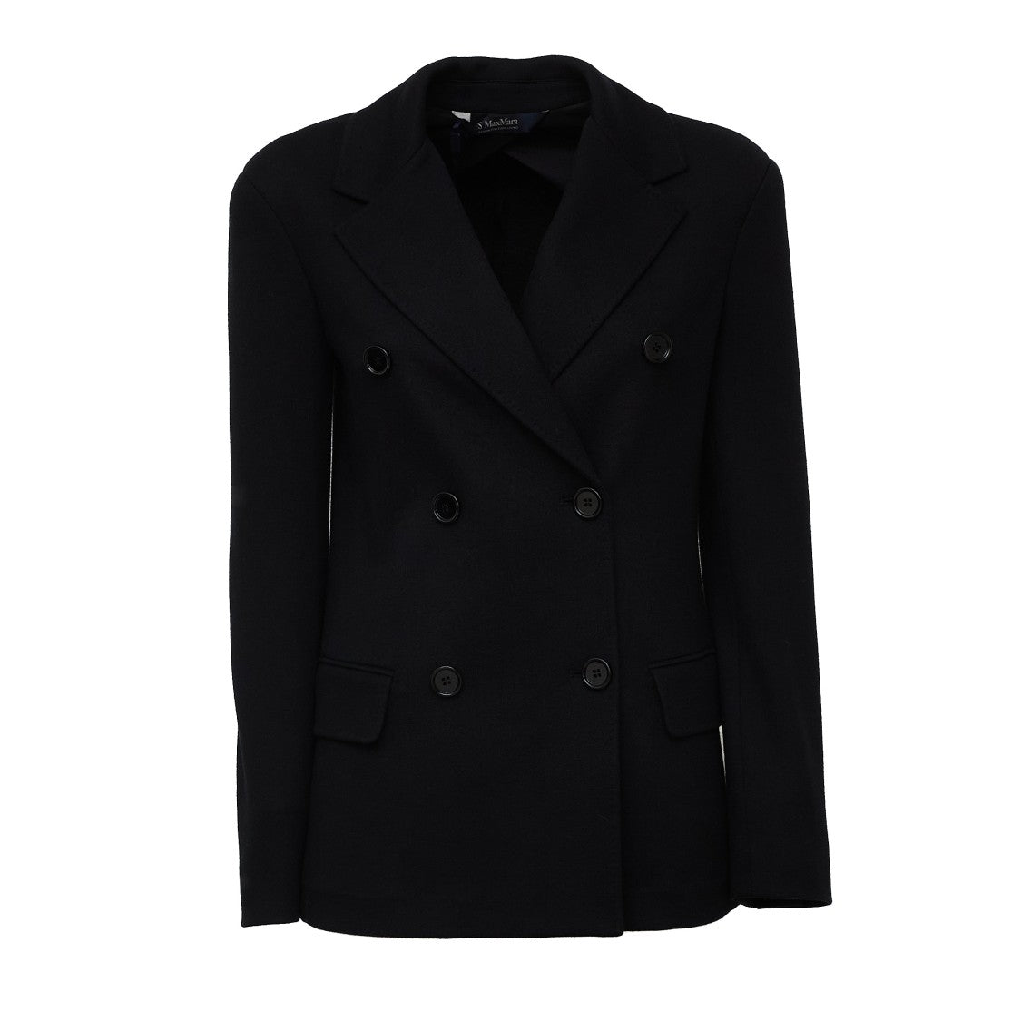 Max Mara Gloria Black Double-Breasted Wool-Cotton Blazer