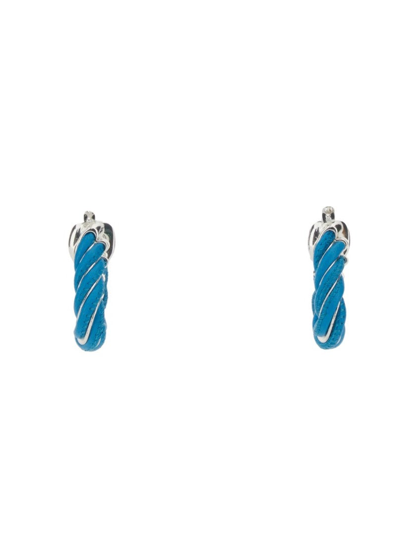 Bottega Veneta Triangular Twist Hoop Earrings With Silver
