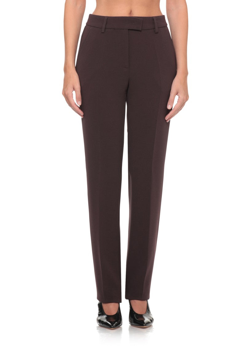 Alberto Biani Brown Smooth Front Tailored Straight-Leg Formal Pants