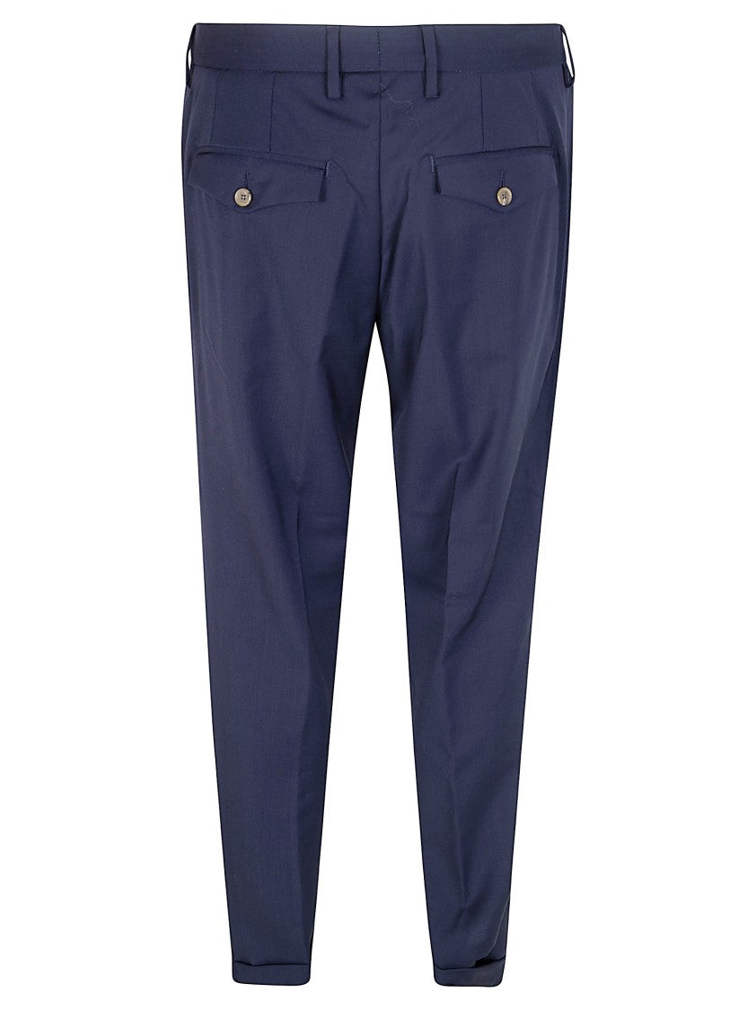 Myths Tailored Blue Formal Trousers With Button Closure And Structured Design